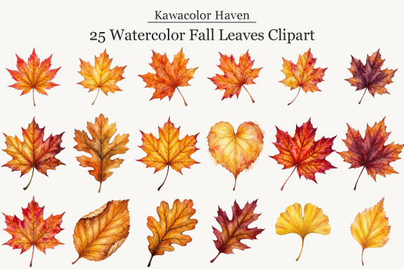 Watercolor Fall Leaves Clipart