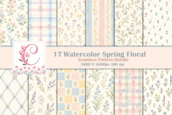 Watercolor Spring Floral Seamless Paper