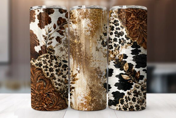 Western Cowhide Leopard Floral Tumbler