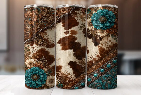 Western Cowhide Turquoise Tumbler Wrap