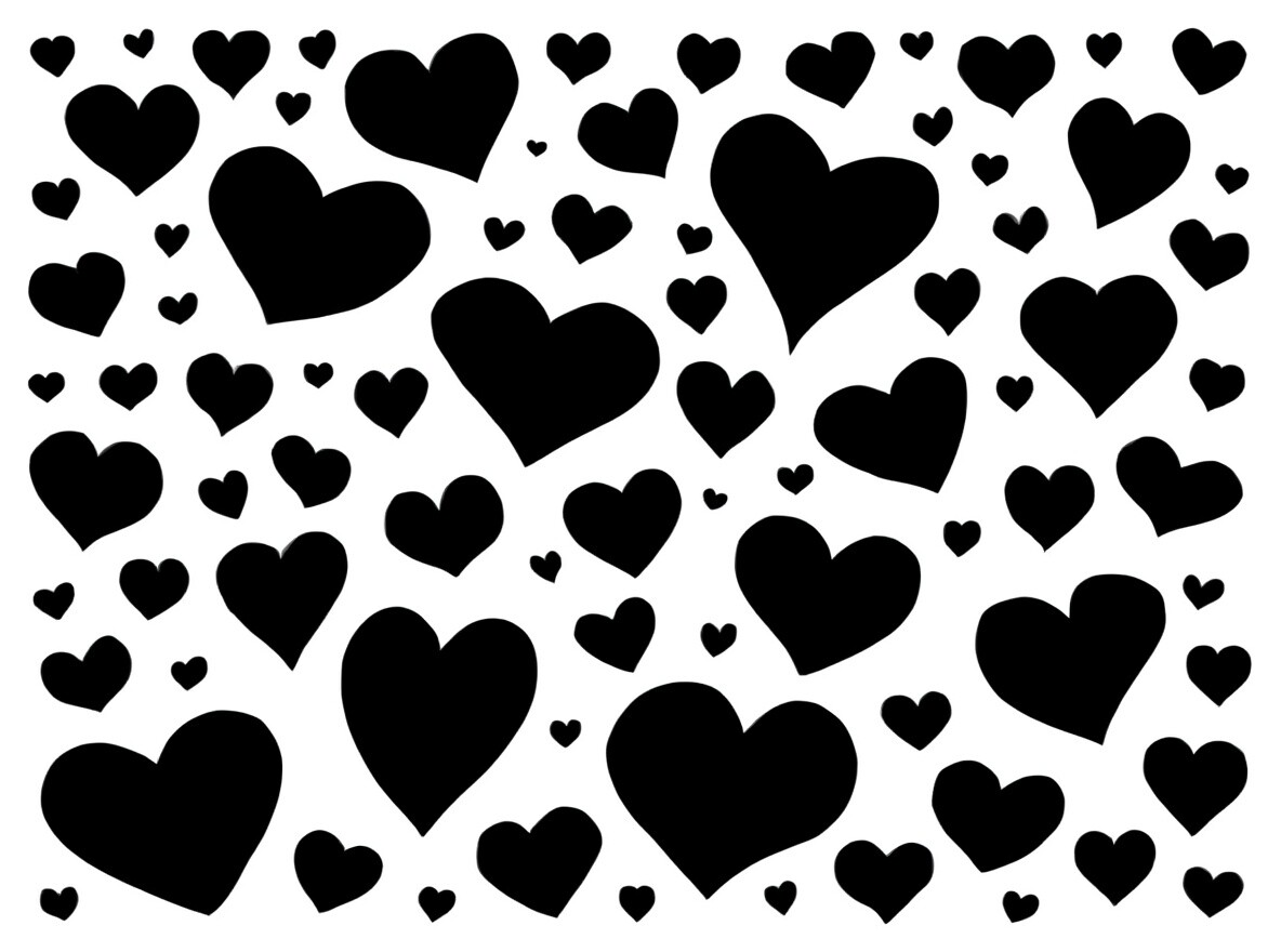 Black Heart Shapes of Different Scales