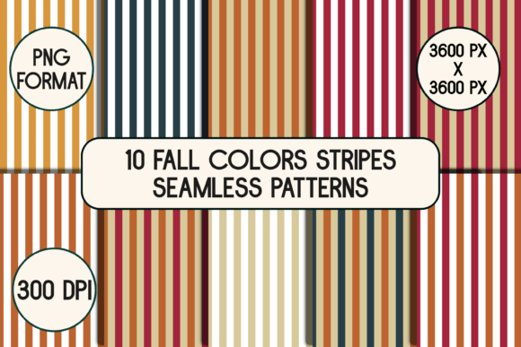 10 Fall Stripes Seamless Patterns
