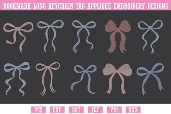 10 Girly Coquette Bow Embroidery Bundle