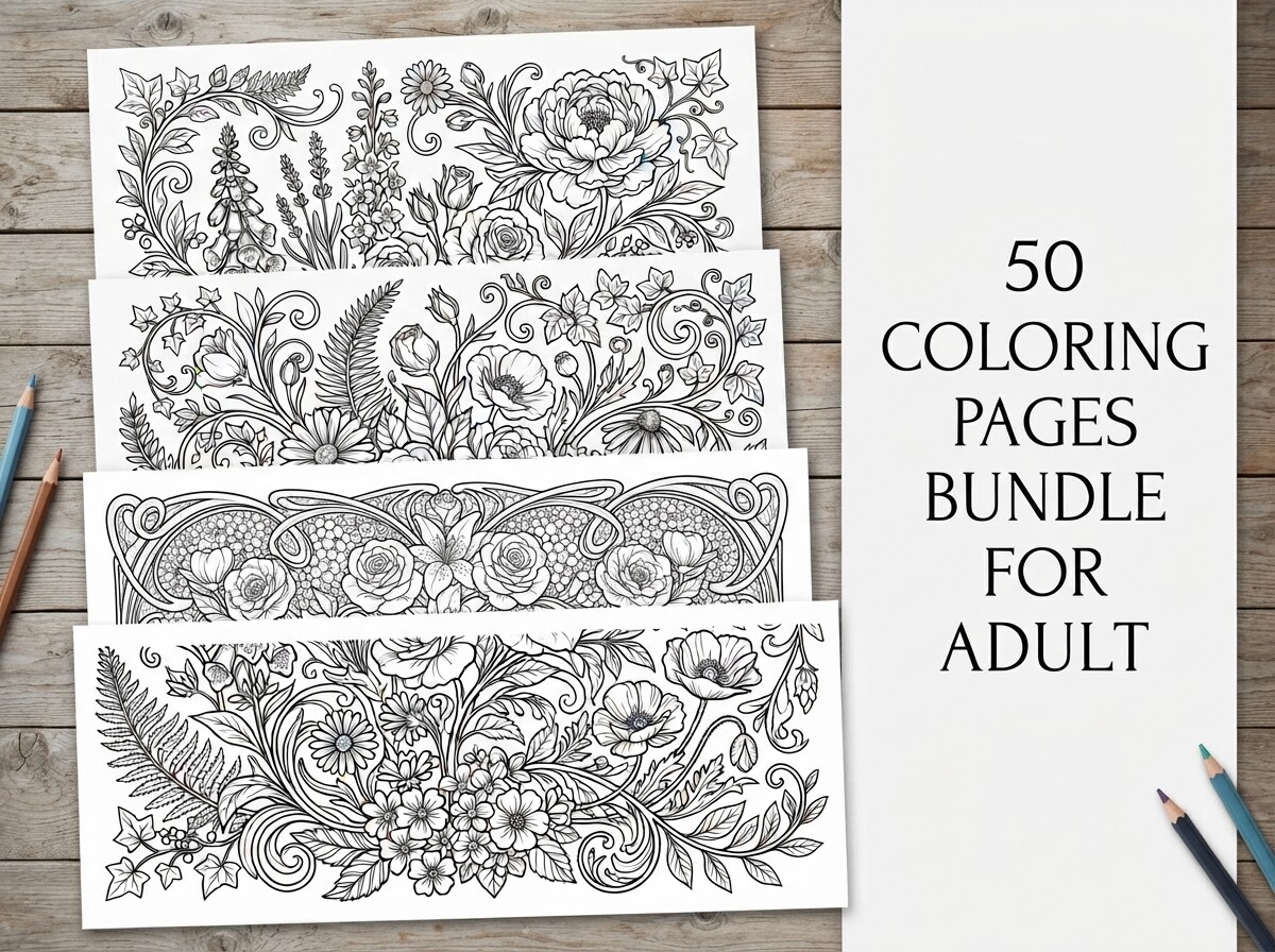 50 Floral Botanical Coloring Pages