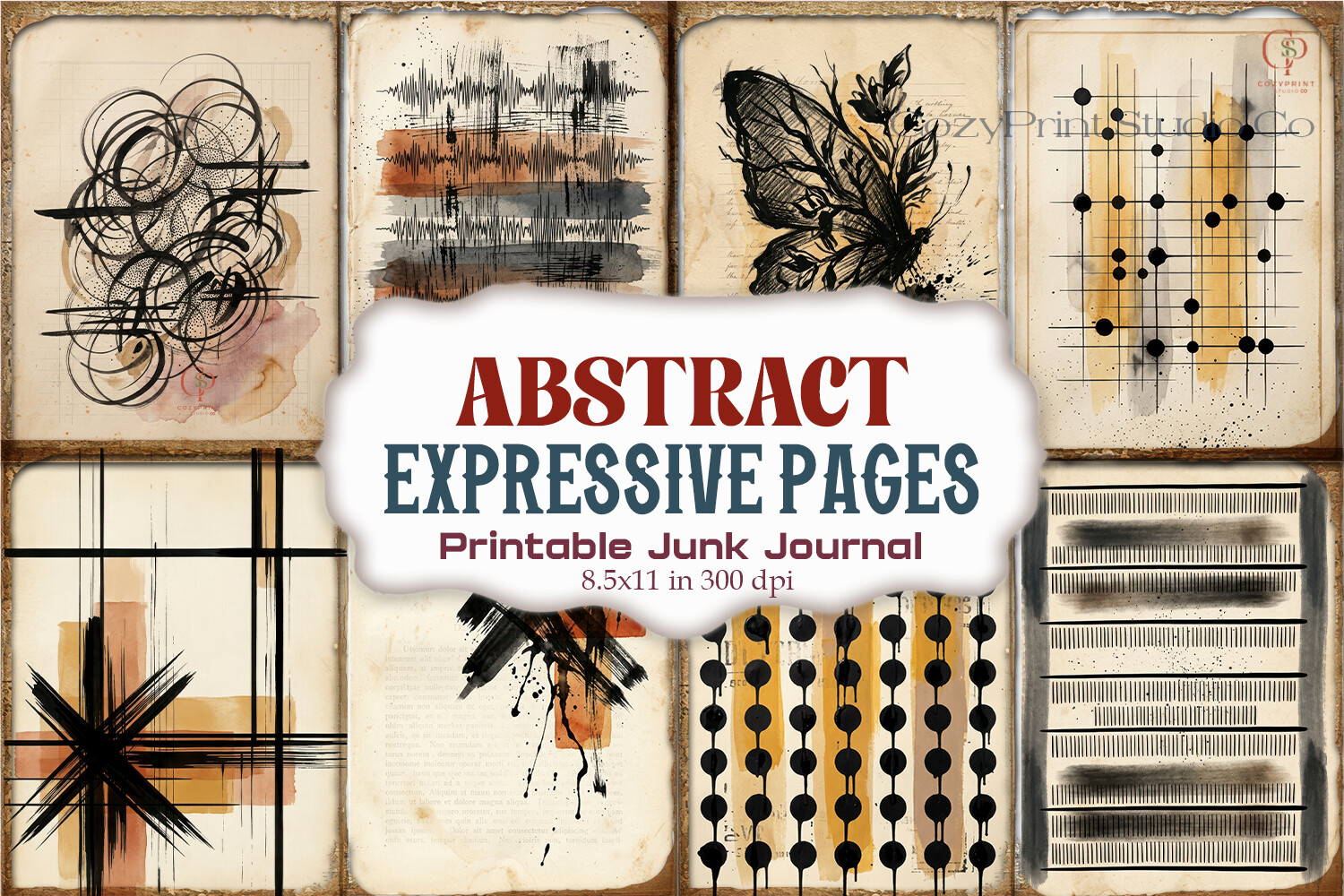 Abstract Expressive Junk Journal Pages