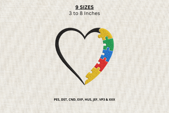 Autism Awareness Puzzle Pieces Embroider