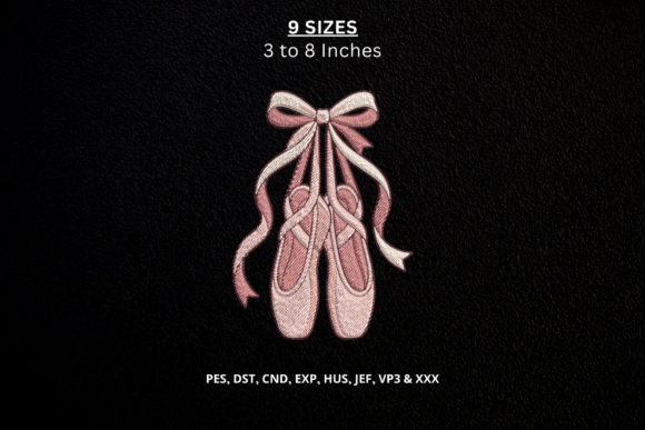 Ballet Shoes Bow Machine Embroidery DST
