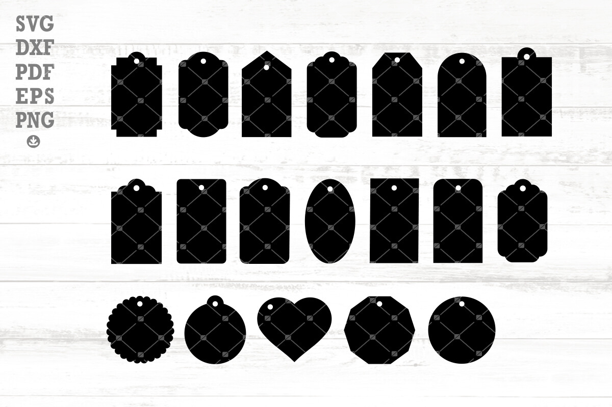 Blank Tag Shape SVG Bundle, 19 Gift Tag