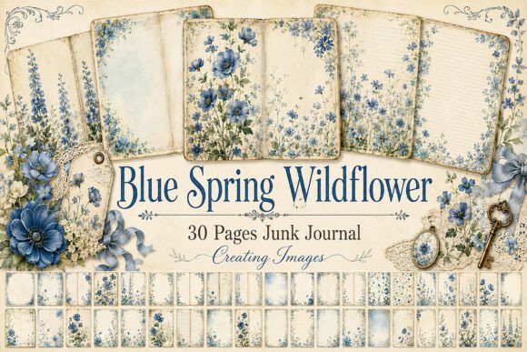 Blue Botanical Junk Journal 2 Papers