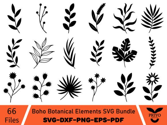 Boho Botanical Elements SVG Bundle
