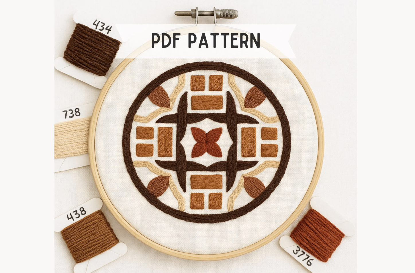 Boho Mosaic Cross Embroidery Pattern