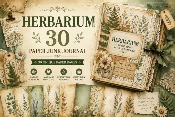 Botanical Herbarium Junk Journal Papers