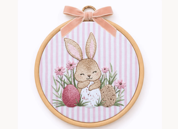 Bunny Easter Eggs Embroidery Pattern