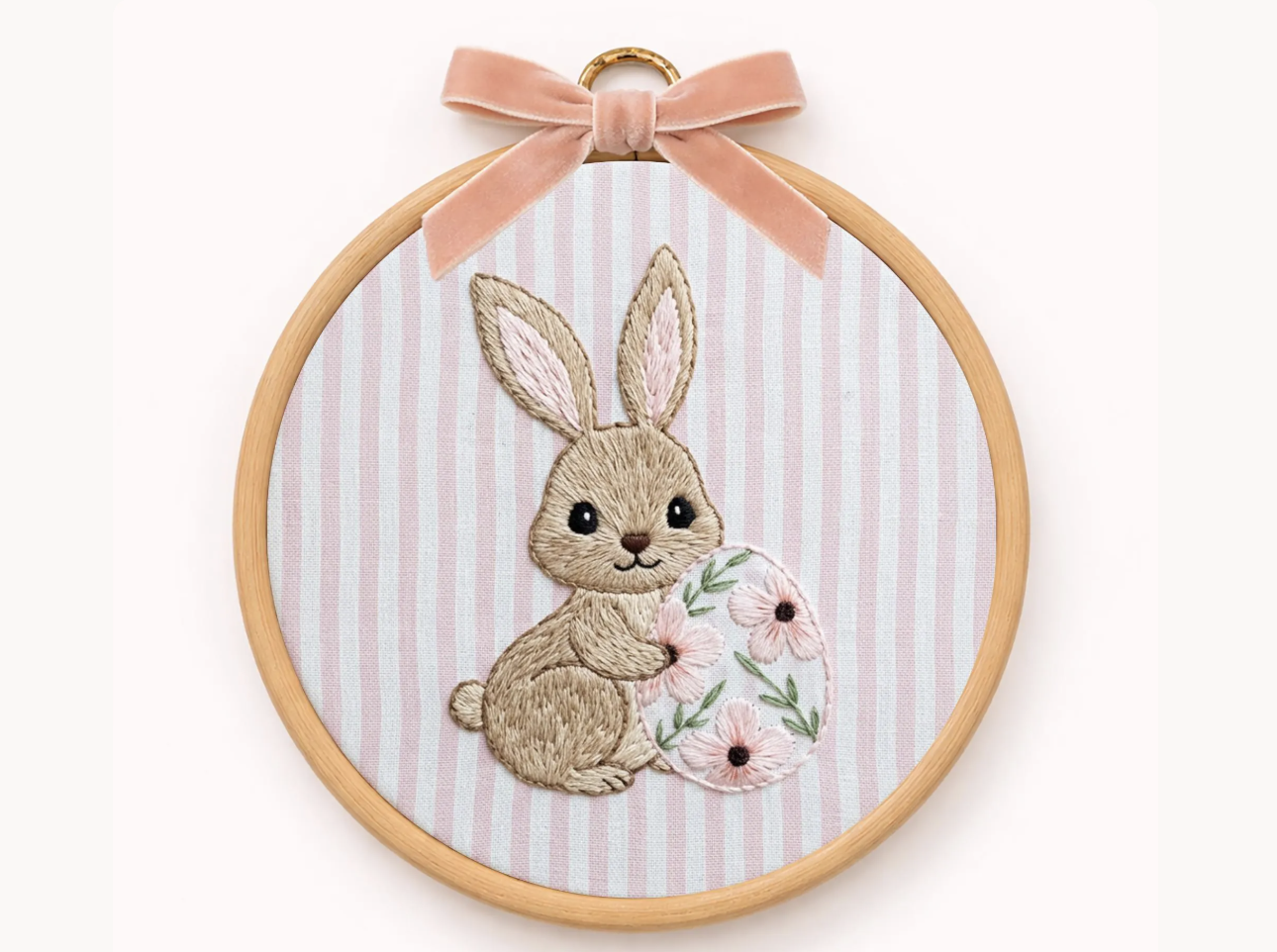 Bunny Floral Egg Embroidery Pattern