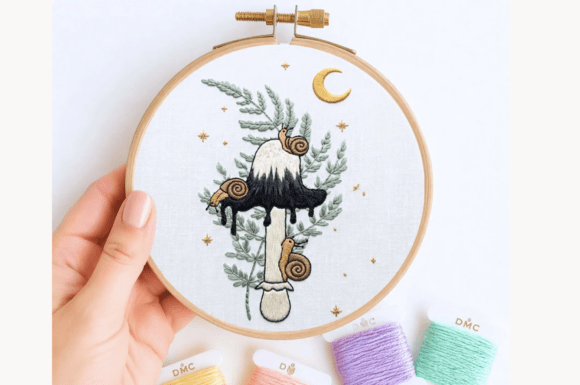 Celestial Mushroom Embroidery Pattern