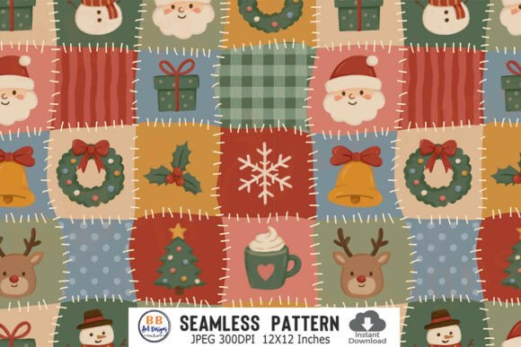 Christmas Patchwork Seamless Pattern JPG