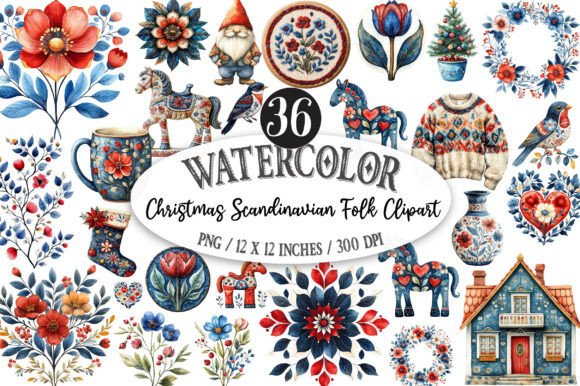 Christmas Scandinavian Folk Clipart