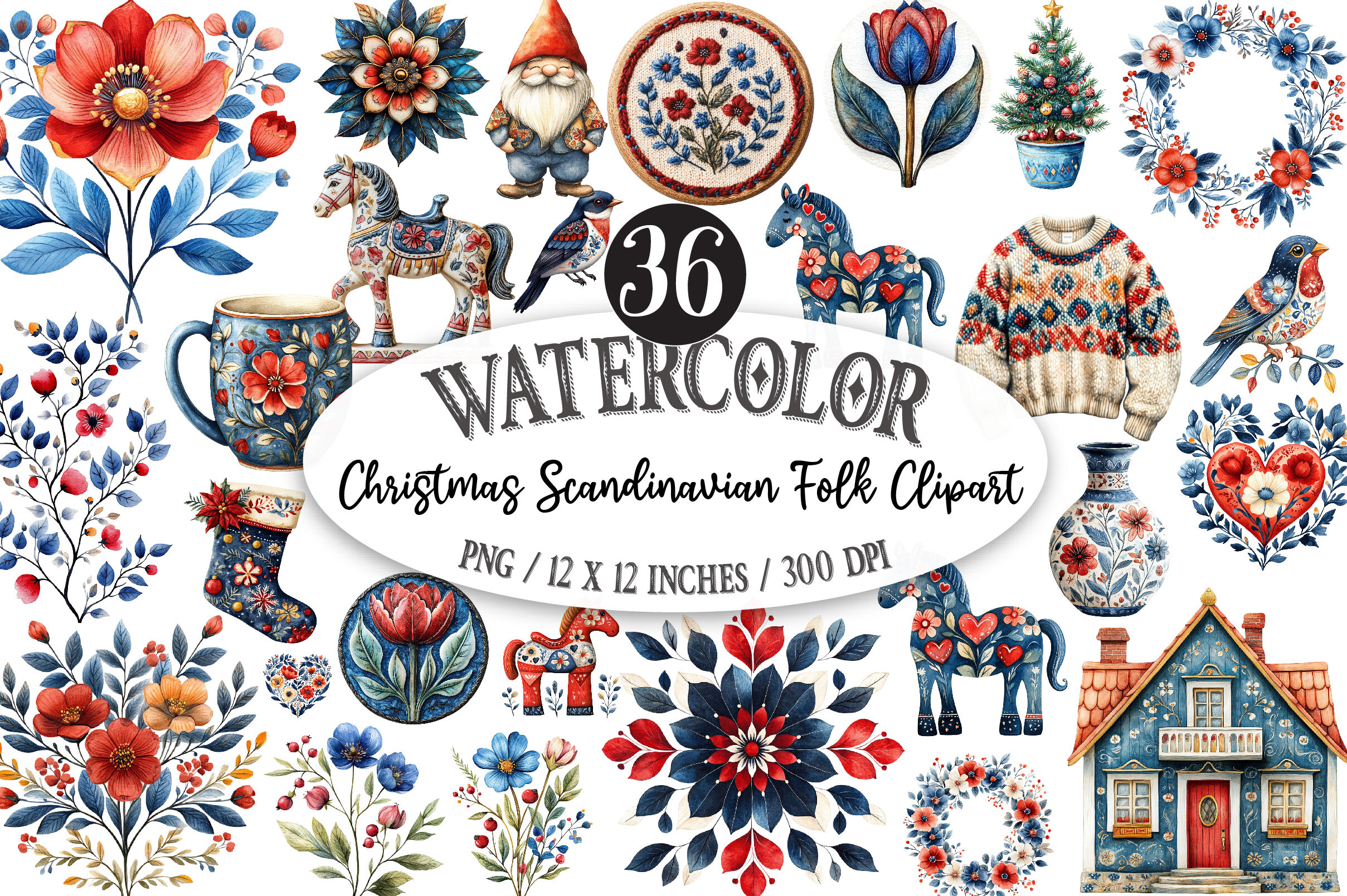 Christmas Scandinavian Folk Clipart