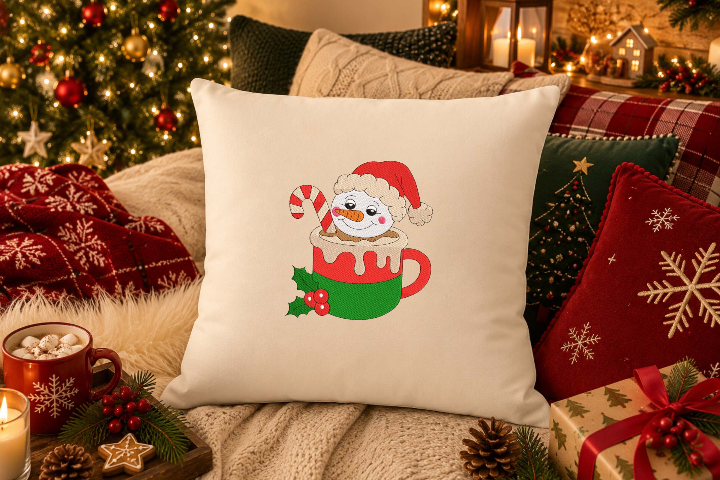 Christmas Snowman Mug Embroidery Design - photo 2