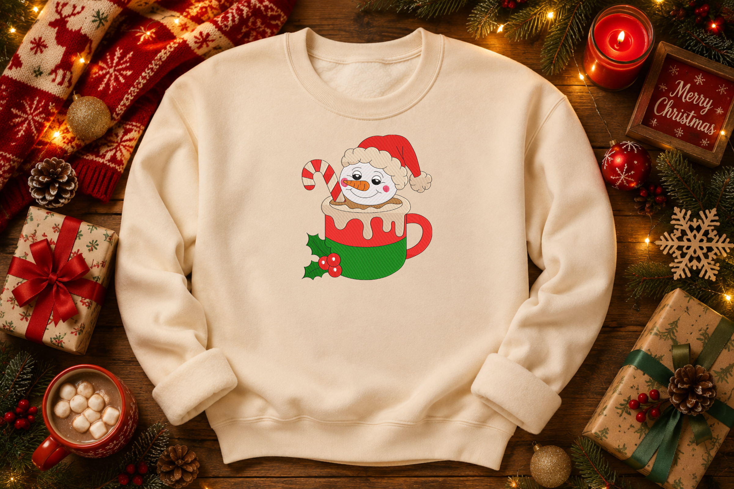 Christmas Snowman Mug Embroidery Design - photo 4
