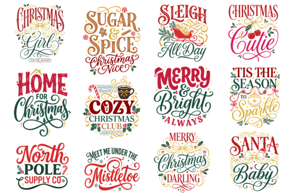 Christmas T-Shirt Designs Bundle SVG PNG