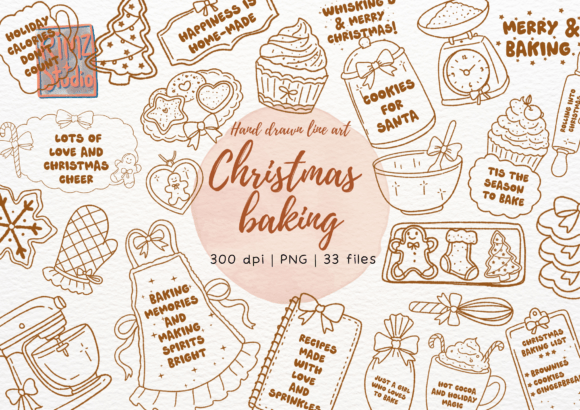 Christmas Baking Elements Hand Drawn Png