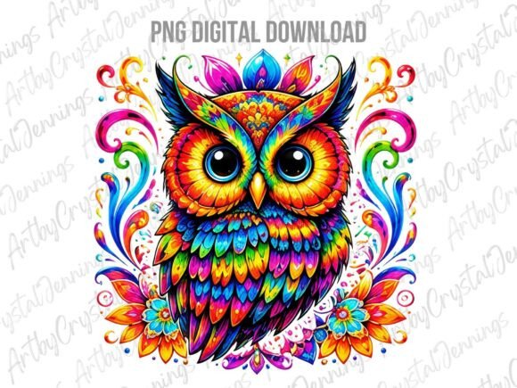 Colorful Colorful Rainbow Owl Bird PNG