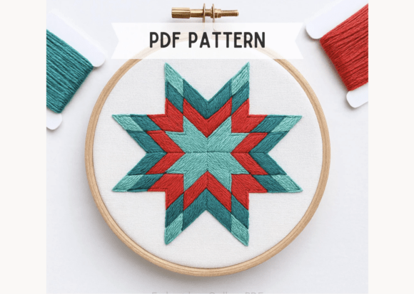 Compass Star Hand Embroidery Pattern