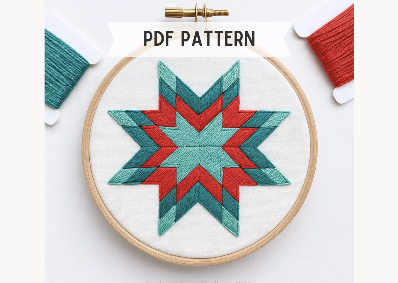 Compass Star Hand Embroidery Pattern