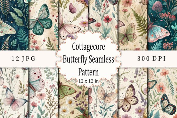 Cottagecore Butterfly Seamless Pattern