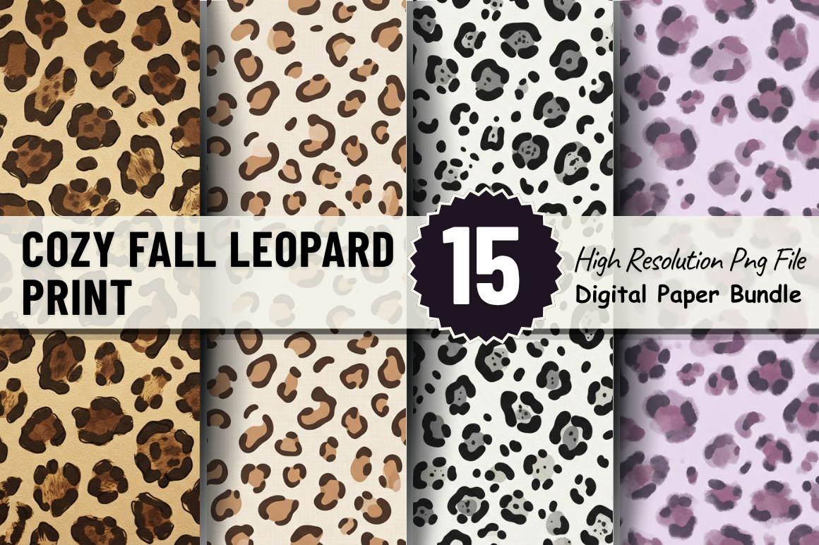 Cozy Fall Leopard Print Digital Paper