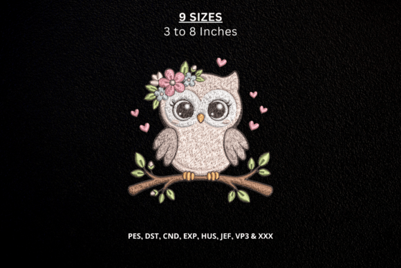 Cute Floral Owl Machine Embroidery DST