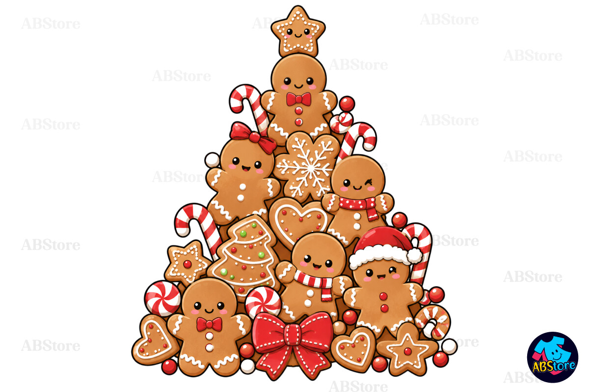 Cute Gingerbread Christmas Tree
