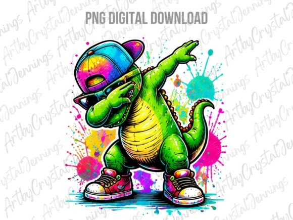 Dabbing Dinosaur Watercolor PNG
