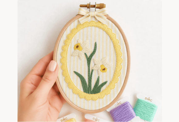 Daffodil Flower Hand Embroidery Pattern