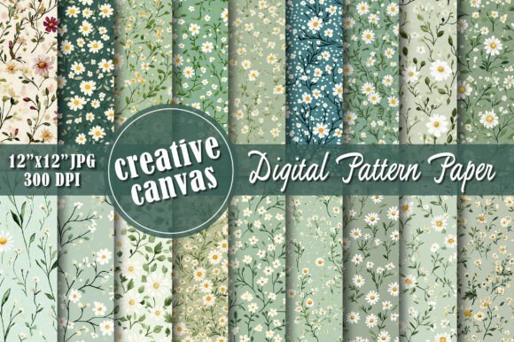 Daisy Floral Botanical Digital Paper