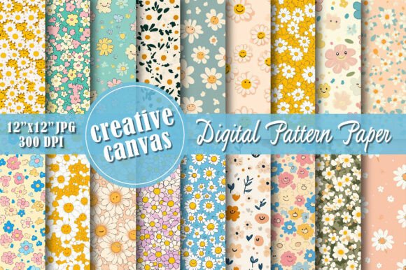 Daisy Floral Digital Paper Bundle