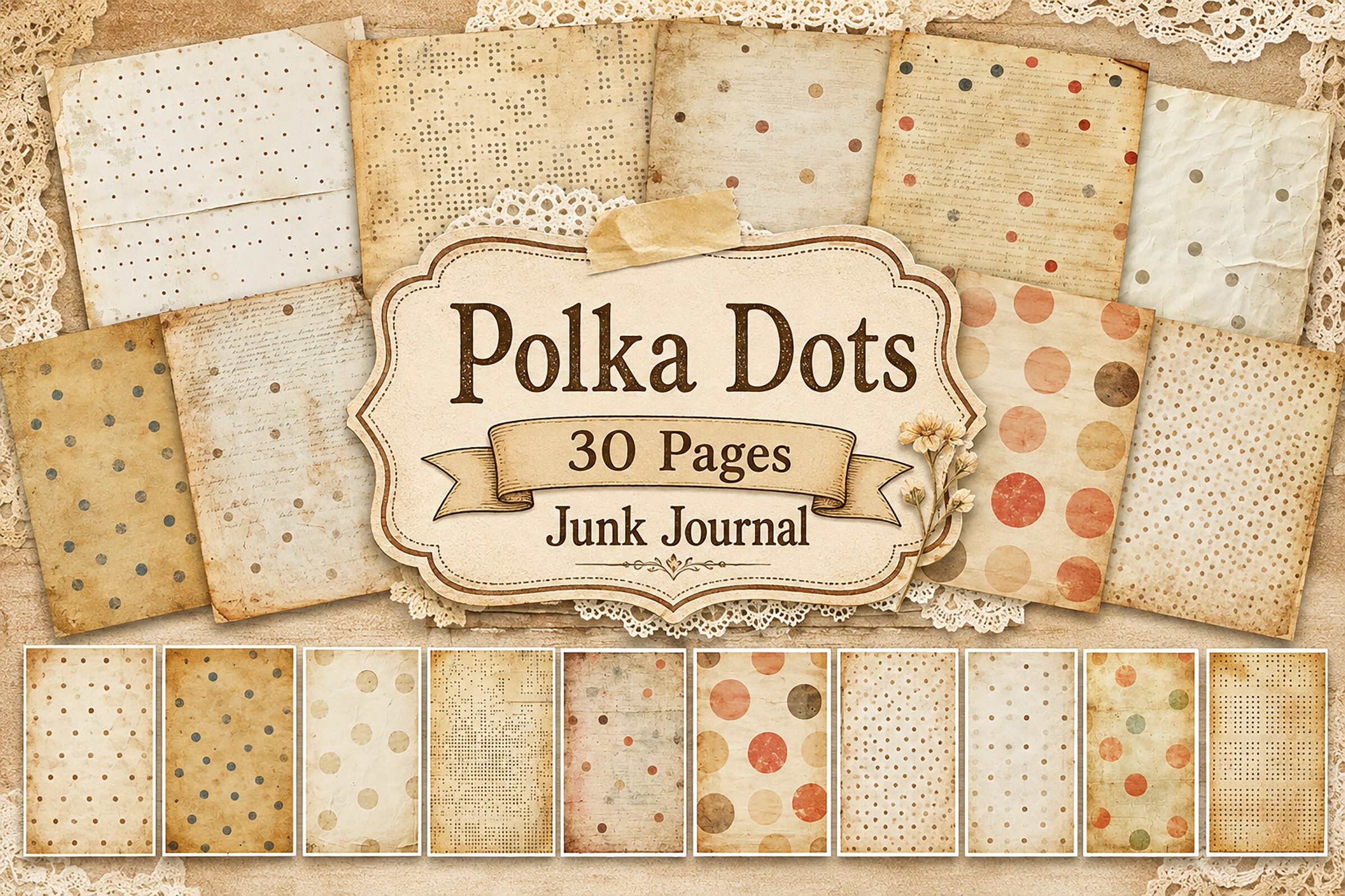 Dot Texture Junk Journal Papers