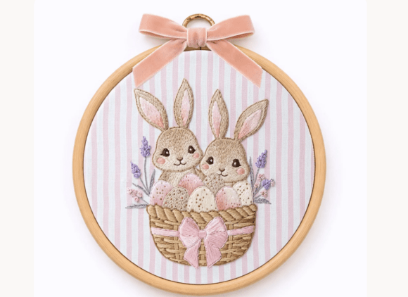Easter Bunny Duo Embroidery Pattern