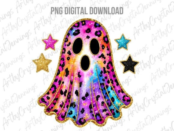 Galaxy Leopard Ghost Watercolor PNG