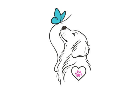 Golden Retriever and Butterfly