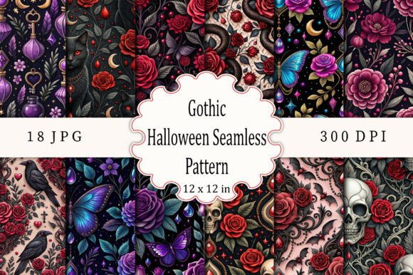Gothic Halloween Seamless Pattern