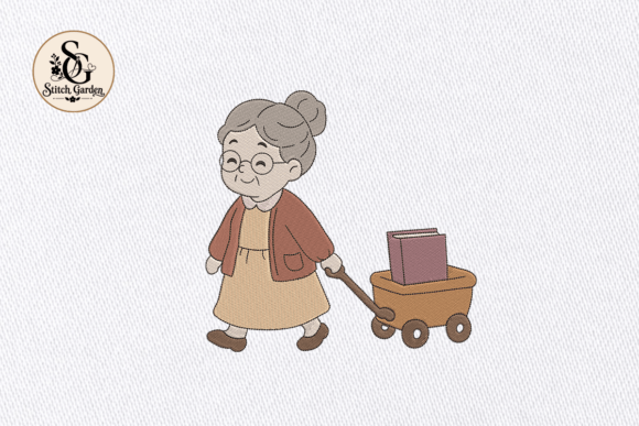 Grandma Book Wagon Embroidery