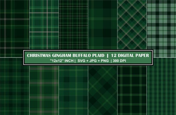 Green Christmas Plaid Digital Paper Set