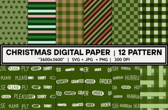 Green Christmas Seamless Pattern Bundle