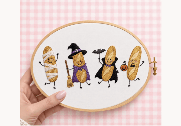 Halloween Bread Embroidery Pattern