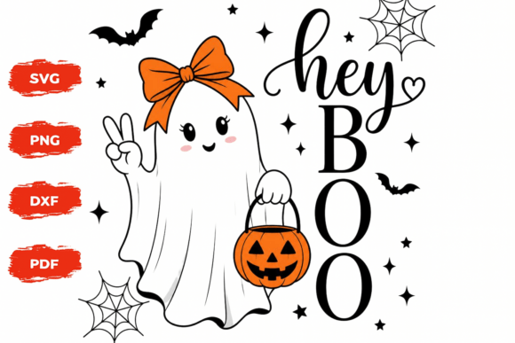 Hey Boo Cute Ghost Halloween SVG