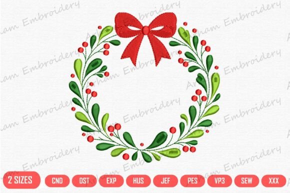 Holiday Floral Wreath with Red Bow