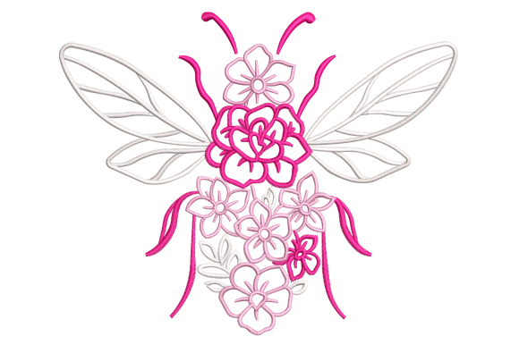 Honeybee Floral Machine Embroidery Desi