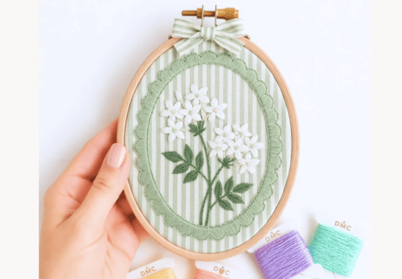 Jasmine Flower Hand Embroidery Pattern
